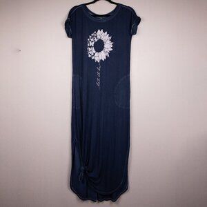 Cato navy flower and butterfly graphic print maxi dress-SP